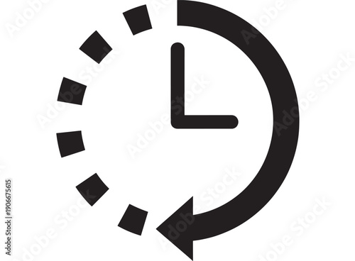 Wallpaper Mural Clock history icon with circular arrow and dotted ticks, minimal black and white time rewind symbol for schedule, refresh, restore, recent activity, vector UI Torontodigital.ca
