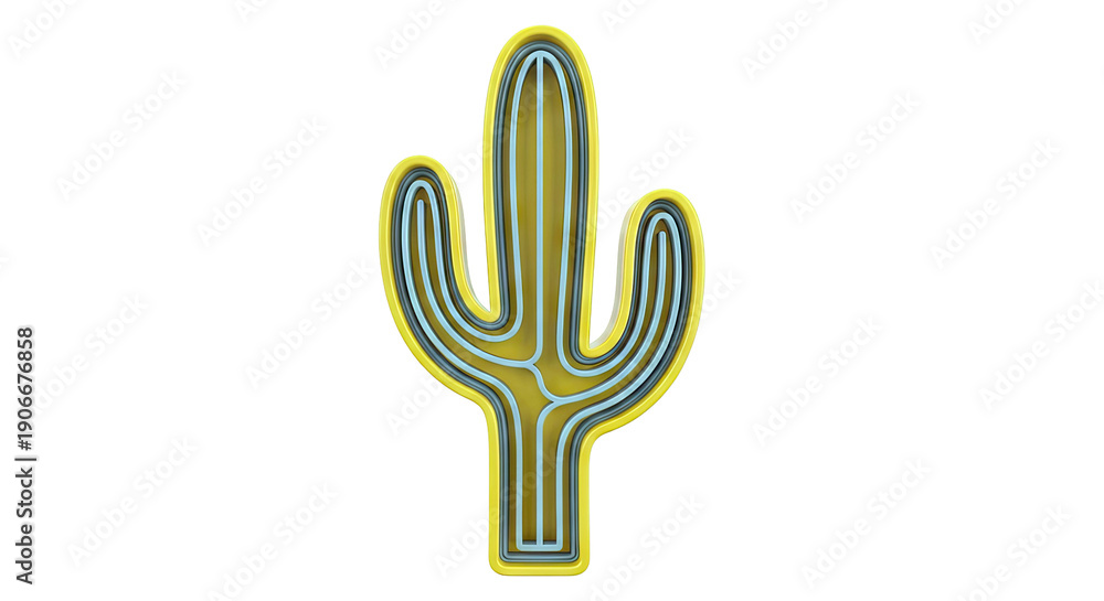 Obraz premium Yellow Cactus Neon Sign