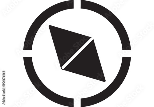 Pie chart icon with circle and black segments divided into sections featuring graph, white, simple with minimal and data elements for statistics, business projects, clean composition on simple