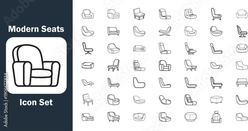Modern Furniture Seating Outline Icons
