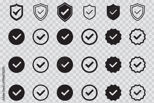 check mark icon set. tick mark icon. check box icon with correct sign. approval symbol. check list circle frame. accept sign. check marks for accept, confirmation, agreement. vector illustration