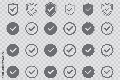 Green check mark and red cross mark in circle. Vector illustration