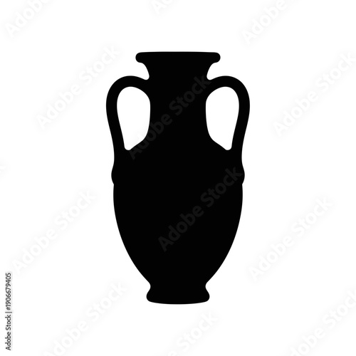 Silhouette of Ancient Greek Amphora Vase for Historical Pottery and Museum Exhibits