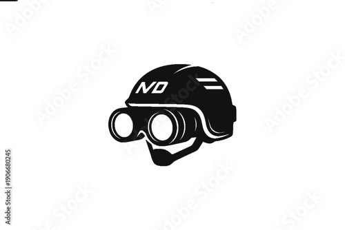 Night Vision Helmet Icon: A sleek, modern icon depicting a night vision helmet, designed for tactical and surveillance applications, symbolizing stealth and enhanced vision in challenging conditions.