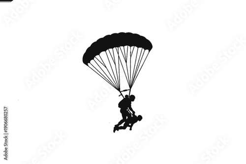 Soaring Through the Sky: A silhouette captures the daring thrill of tandem skydiving, showcasing the fearless spirit of adventure and the exhilaration of freefall.