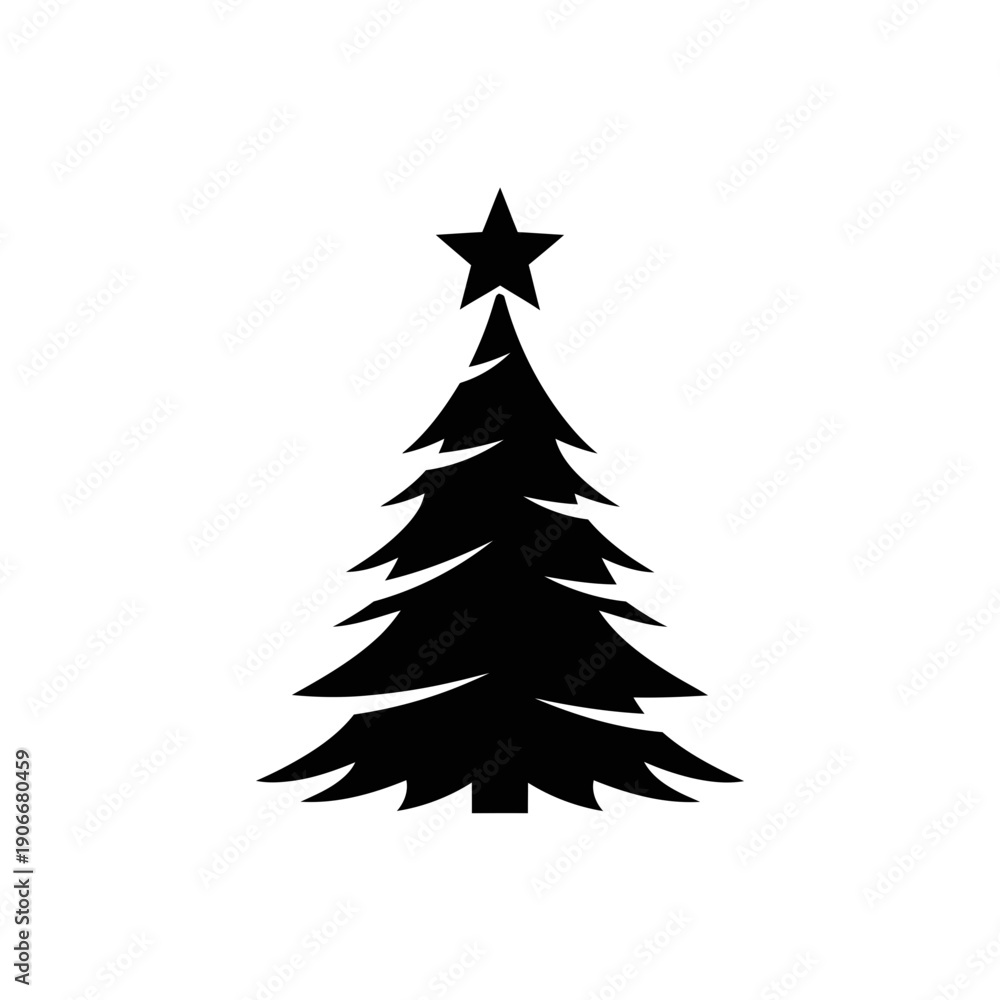 Obraz premium Silhouette of Decorated Christmas Tree for Holiday Celebrations and Winter Season