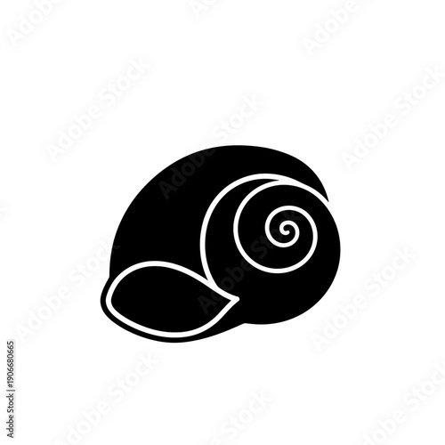 Silhouette of Spiral Conch Shell for Ocean Beach Decor and Marine Life Icons