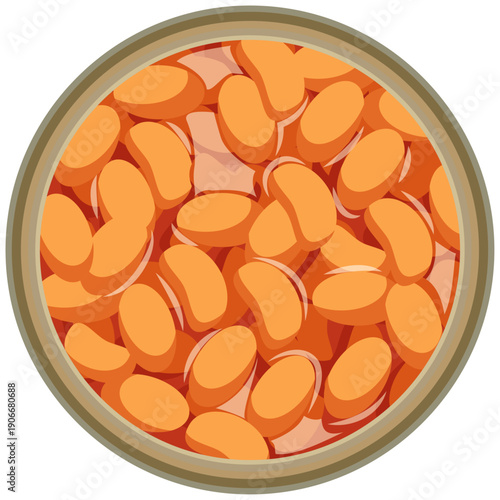 canned baked beans top view.