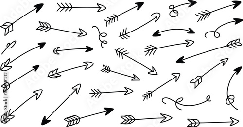Collection of diverse arrows on white background