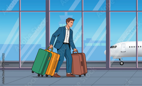 Business Traveler Passenger Luggage Airport Overloaded Bags