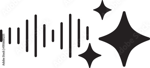 Ai assistance icon, generated by Ai media file. Search symbol. Sparkles with line.