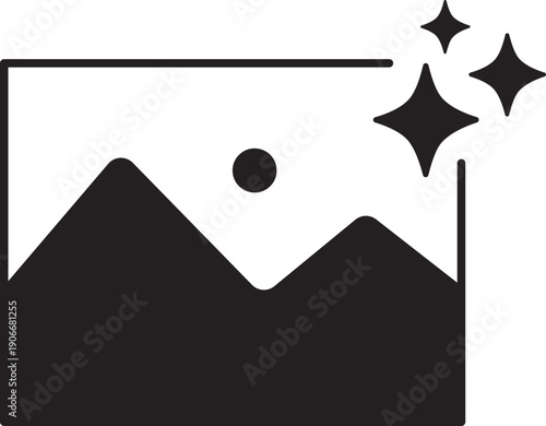 Ai assistance icon, generated by Ai media file. Search symbol. Sparkles with line.