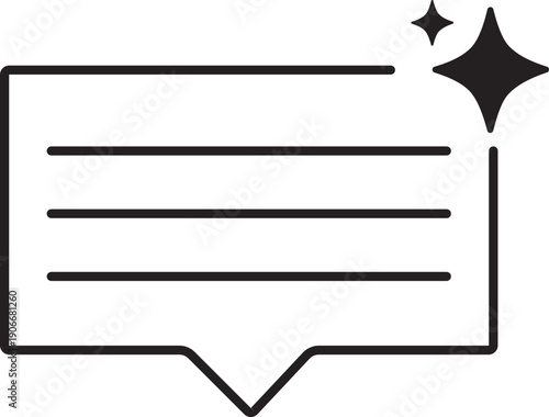 Ai assistance icon, generated by Ai media file. Search symbol. Sparkles with line.