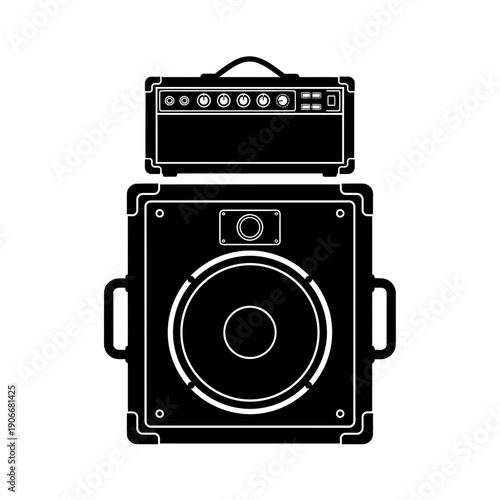 Silhouette of Guitar Amplifier Speaker for Rock Music and Concert Sound Gear
