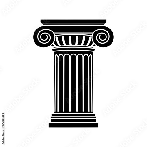 Silhouette of Ionic Column Capital for Greek Architecture and Classic Design