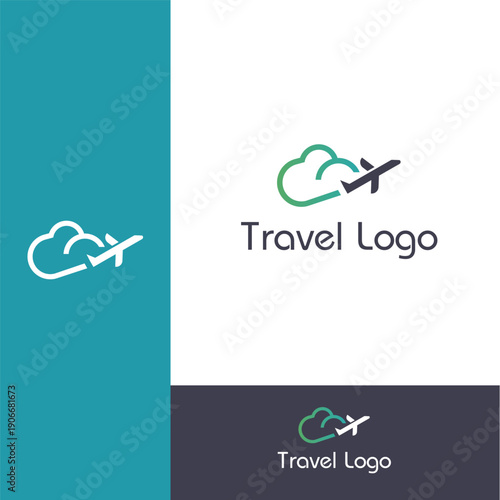 Air travel logo template. Travel logo. sea logo. river logo concept. Sunset or sunrise icon. Plane logo. Plane vector. Landscape logo. Airplane icon. Airplane vector