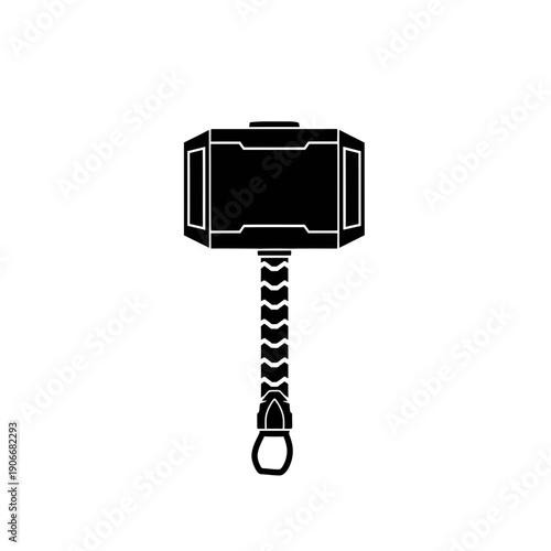 Silhouette of Thor Hammer Mjolnir for Norse Mythology and Viking Weapons