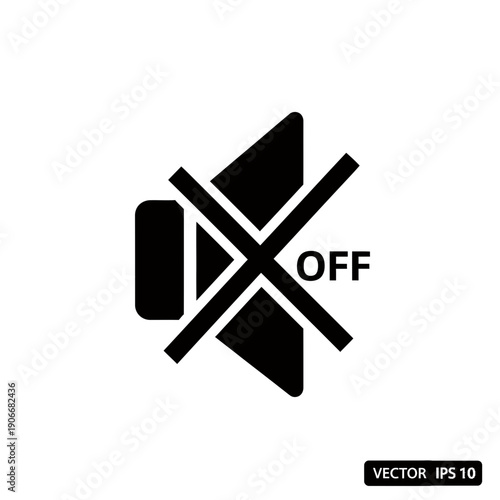 Silhouette of Mute Speaker Icon for Volume Off and Silent Mode Interface