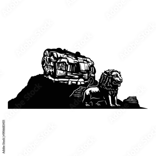 Silhouette of Sigiriya Lion Rock for Sri Lanka Travel and Ancient Fortress
