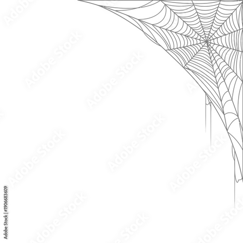 Silhouette of Corner Spider Web for Halloween Decoration and Spooky Net