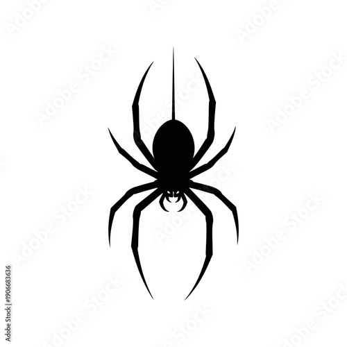 Silhouette of Hanging Spider Insect for Halloween Scare and Arachnid Icons