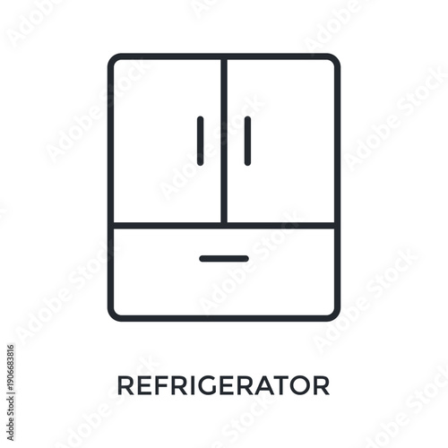 Refrigerator Icon Outline Style. Vector Illustration For Graphic Design