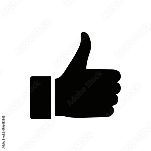 Silhouette of Thumbs Up Hand for Like Vote and Positive Approval Sign