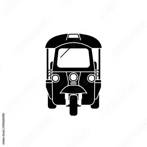 Silhouette of Tuk Tuk Auto Rickshaw for Sri Lankan Taxi and Asian Travel