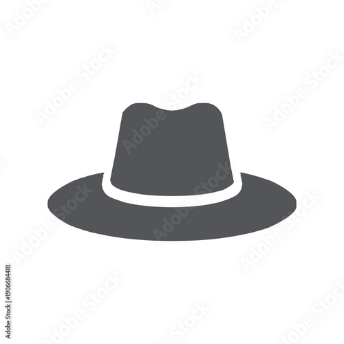 A classic black felt cowboy hat with a wide brim is isolated on a white background, showcasing a vintage retro style and fashion accessory for men’s headwear clothing