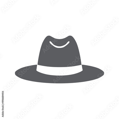 A classic black hat vector illustration featuring a vintage felt fedora or bowler style isolated on white as a retro fashion accessory for men