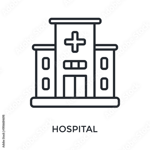 Hospital Icon Outline Style. Vector Illustration For Graphic Design