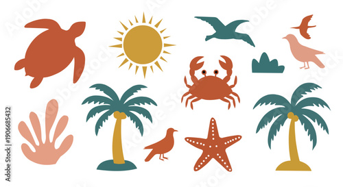 Beach icons and symbols