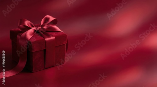 Wallpaper Mural Beautifully wrapped red gift box with elegant ribbon on luxurious background Torontodigital.ca