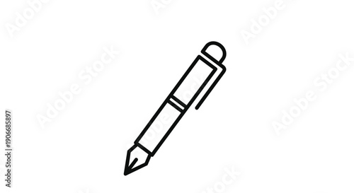 Simple line drawing of a fountain pen on a white background