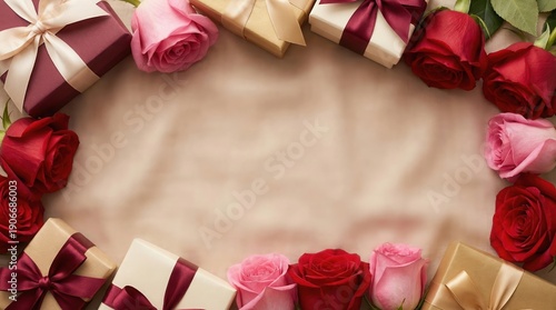 Wallpaper Mural Romantic Valentine's Day gifts and roses on elegant background Torontodigital.ca