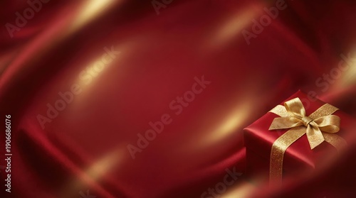 Wallpaper Mural Luxurious red gift box with gold ribbon on elegant background Torontodigital.ca