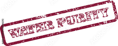 Authentic textured red rubber stamp clearly stating WATER PURITY for clean water initiatives