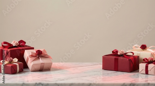 Wallpaper Mural Elegant gift boxes with roses on marble surface Torontodigital.ca