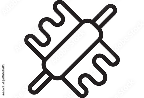 Virus icon with bold black outline, minimal linear symbol of microbe germ and infection, simple medical pictogram isolated on white background for UI and web