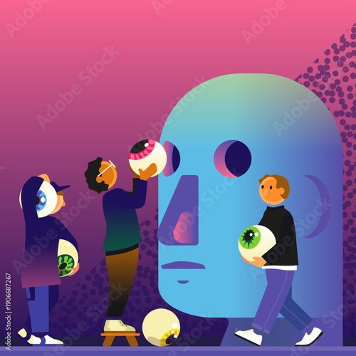 conceptual point of view eyes opinion editorial illustration