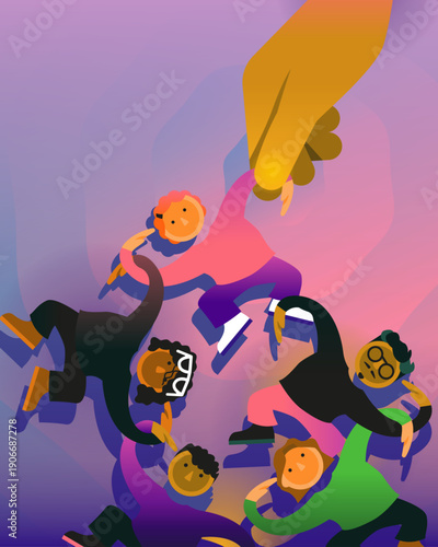 Conceptual pick-up monkeys illustration