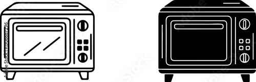 Black and white toaster oven with different styles kitchen appliance cooking baking