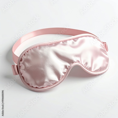 Wallpaper Mural Soft Pink Satin Sleep Mask with Elastic Strap for Restful Slumber and Eye Comfort Against a Clean White Background Torontodigital.ca