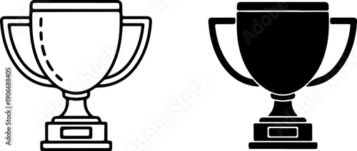 Black and white trophy with handles and bases symbol