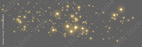 Vector sparkles on a transparent background. Christmas light effect. Sparkling magical dust particles.The dust sparks and golden stars shine with special light