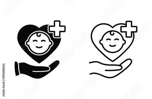  pediatric care icon vector  protect child health sign for web design	