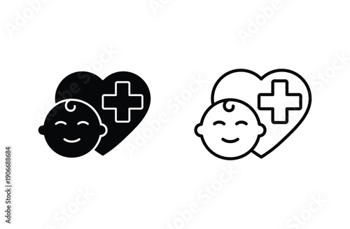  pediatric care icon vector  protect child health sign for web design	