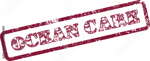 Promoting marine conservation with a distressed rubber stamp text encouraging global ocean care efforts