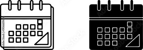 Black and white calendar with squares for dates planner