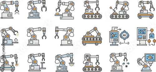 Robotic Arm and Automation Icons for Industry